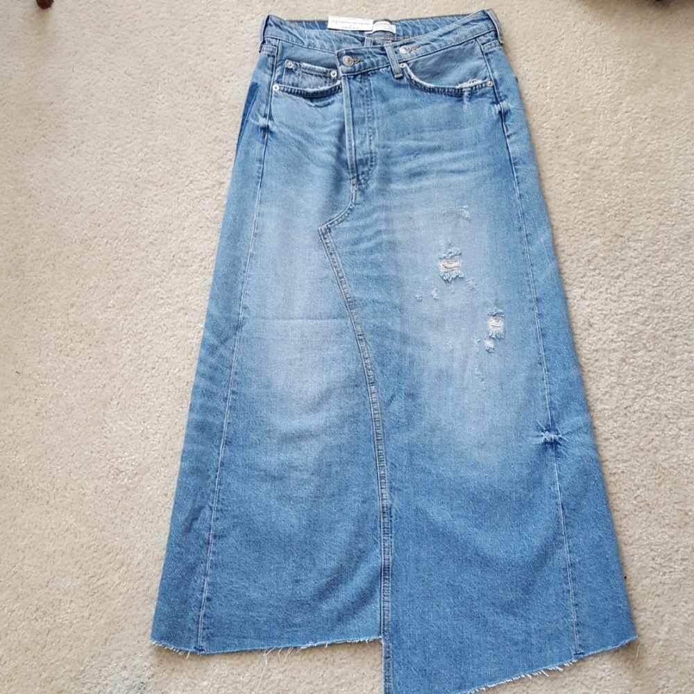 NWT Zara Reconstructed Long Denim Skirt in Samurai - Picture 4 of 7